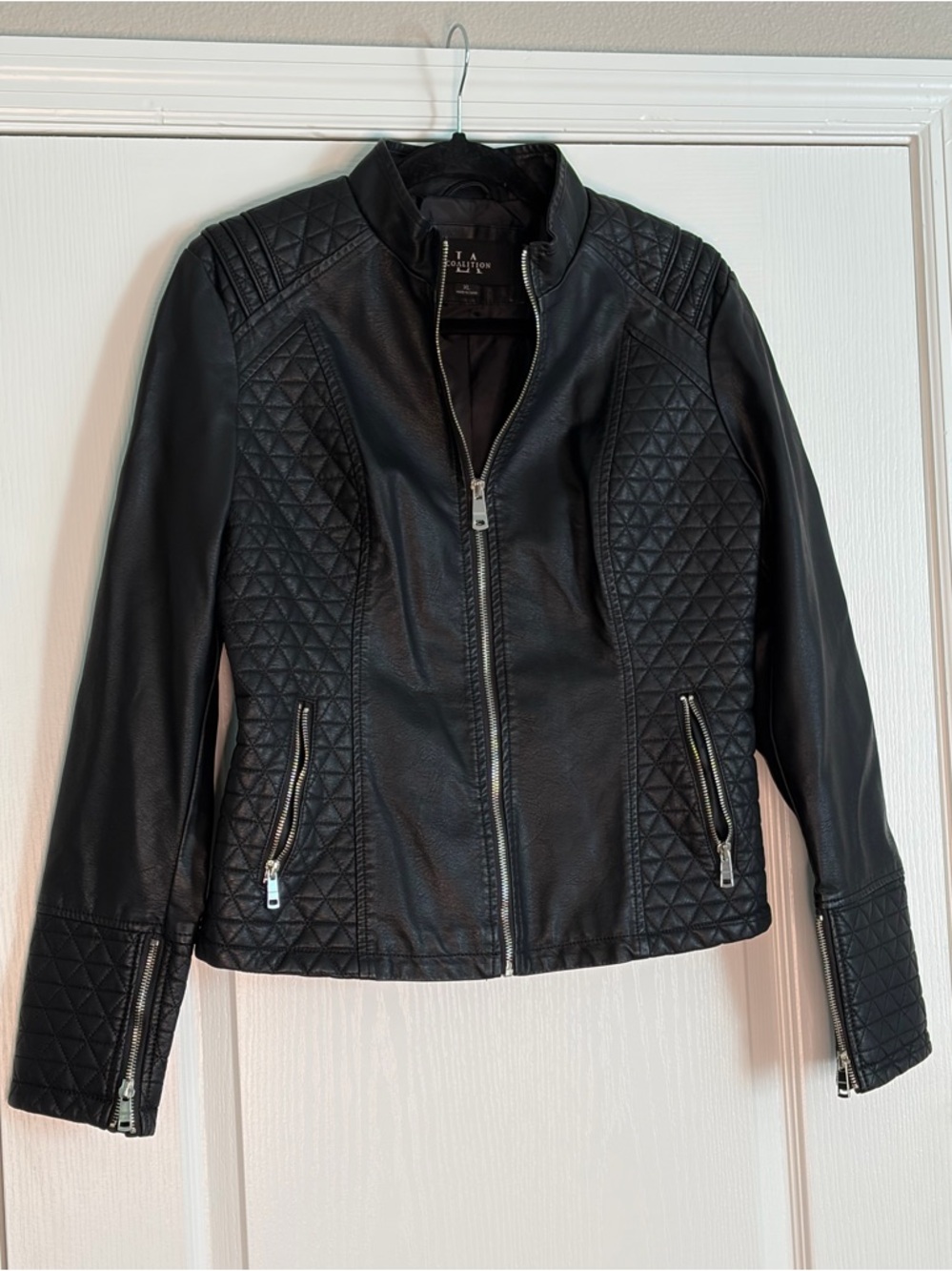 LA Hearts Women’s Black Quilted Faux Leather Moto Jacket